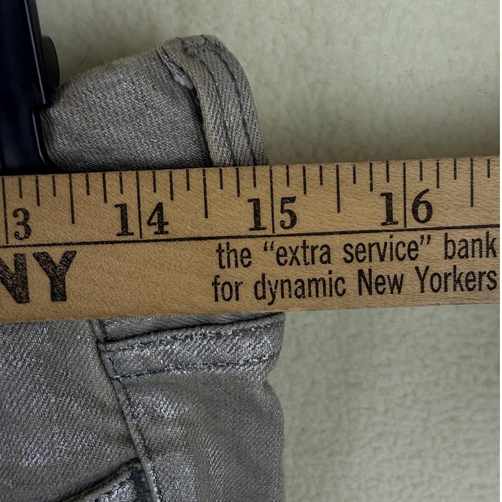 Carmim Womens 30 Silver Metallic Coated Skinny Jeans Made in Brazil Grey Y2K - Picture 5 of 9